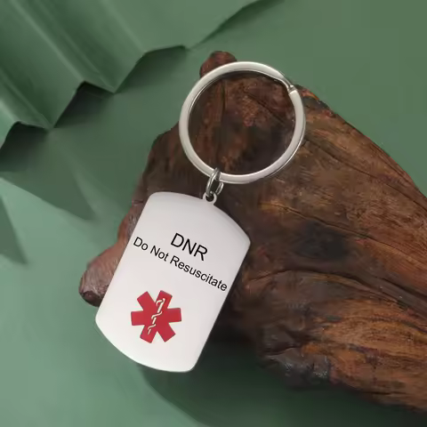 Engrave ID Medical Alert Pendant First Aid Allergy Med Custom Text Keychain Carved Text Tag Pendant 