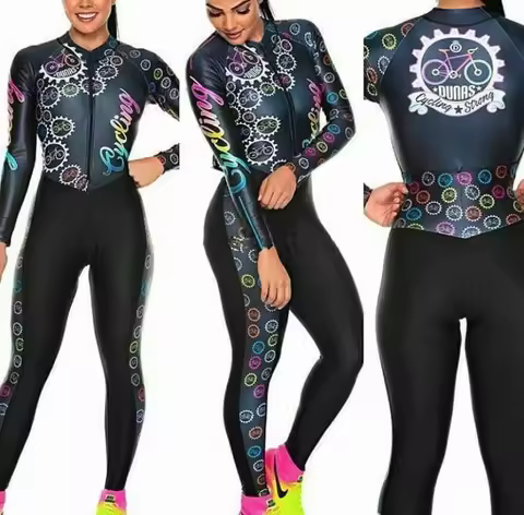 In Stock Women's Long Sleeve Pro Team Suit Cycling Jersey Skinsuit Jumpsuit Maillot Ropa Ciclismo Se