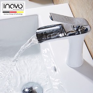 INOVO LUZERNE BATHROOM MIXER BASIN TAP IN WHITE SILVER- PUB WELS CERTIFIED