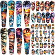 48 Sheets Full Arm Temporary Tattoos for Adults - Waterproof Tropical Summer Beach Party Fake Tattoo