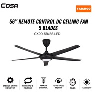 ALPHA COSA 56” Remote Control Ceiling Fan Black [DC Motor + LED] CX20-5B/56 LED