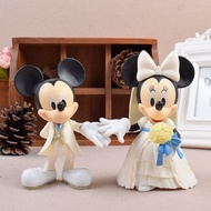 Disney Mickey Mouse Mickey Minnie Hand-Made Wedding Dress Doll Model Car Desktop Decoration Toy Gift
