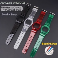 * DW5600 5610 Rubber Bracelet Case for Casio G-shock GW-5700 DWX-5600 GW-M5610 DW-D5600 Transparent Silicone Watch Band + Bezel