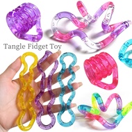 Tangle Fidget Toy Rainbow Color Transparent Bendable Twist Sensory Stress Relief Toy for Kids Gift