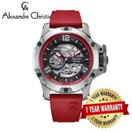 [Official Warranty] Alexandre Christie 6295MTRTPBARE Men's Red Dial Silicone Strap Watch