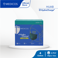 MEDICOS Hijab Headloop HydroCharge™ 4ply Surgical Face Mask (Assorted Color)- 1 Box