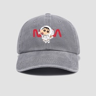 Cartoon Crayon Shin-chan Astronaut Theme Baseball Cap | Personalized Washed Visor Cap, Sun Protectio