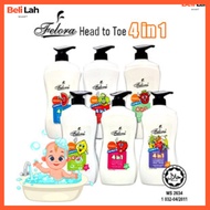 Felora Junior Kids Head to Toe 4 in 1 Baby Body Shampoo 750ml | Syampu Bayi (750ml)