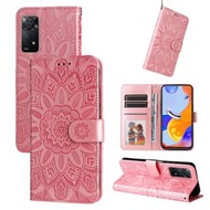 全城熱賣 - 適用於小米 紅米 Note 11 Pro 4G 國際版 / 5G 壓花向陽花手機皮套（粉色）