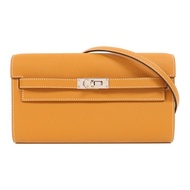 HERMES Epsom皮革Kelly To Go銀扣肩背袋Gold