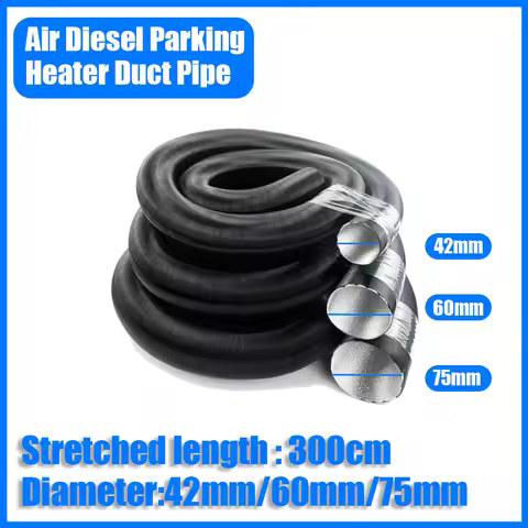 Inner Diameter 42mm / 51mm / 60mm / 75mm 300cm Air Duct Ducting Pipe Hose Black For Diesel Heater