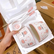 Set 2 Chén Sứ Tặng Kèm 2 Muỗng Sứ Cao Cấp Couple Heo Hồng Cute và Bò Sữa Đáng Yêu