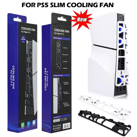 For PS5 Slim Cooling Fan 3 Levels LED Light USB3.0 Hubs Cooling System For Play Station 5 Slim Disc/