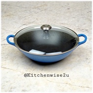 Le Creuset Cast Iron Wok 32cm in Marseille Blue