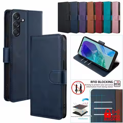 Comfortable Magnet Buckle Leather Flip Wallet Case for Samsung Galaxy M55 M35 M54 M53 M51 M52 M33 M3