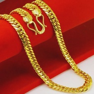 new Luxury 24K 9999 Pure Gold real gold 10mm boss chain mens thai necklace hot