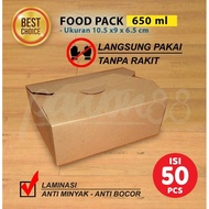 Ktg Food Pack - Box pail - Food Box | Brown KRAFT-650 ml-(50Pcs)