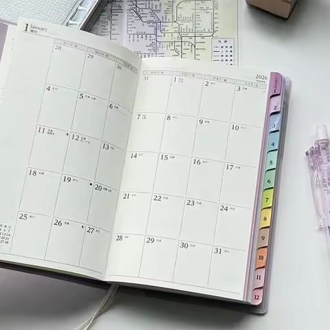 2026 Calendar Planner Notebook – Monthly & Weekly Schedule Organizer With Rainbow Design