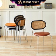 Nordic Rattan Weave Dining Chair Home Dining Chair Backrest Chair Chair Hotel Chair Stackable Space 