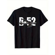 Limited Edition B-52 Stratofortress Bomber Plane Graphic T-Shirt- Black With White Aircraft Design, 