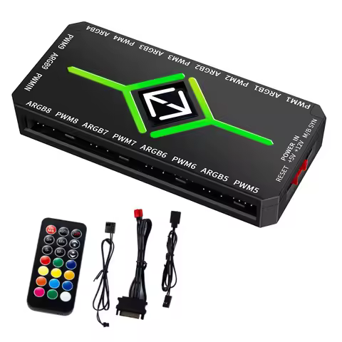 1 To 9 3 in 1 4 Pin PWM Magnetic Suction Hub PWM ARGB Fan Hub ARGB Fan HUB Splitter for 5V Addressab