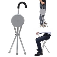 online Folding Aluminium Tripod Cane Hiking Chair Portable Walking Stick With Seat