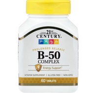 Vitamin B Complex B50 Prolonged Release 21st Century B-50 60 Tablets