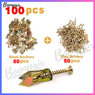 【พร้อมส่ง+COD】100/300/500pcs พุกปีกผีเสื้อ สกรู พุกปีกผีเสื้อ ชุดสกรูเกลียวปล่อยแบบขยาย พุกผีเสื้อเห