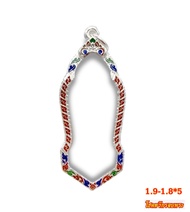 กรอบเงินแท้ 95% กรอบเงินหัวสิงห์ลงยาเต็มหน้า ทรง 25 ศตวรรษ  ขนาด1.9-1.8 สูง 5.0 ซม.