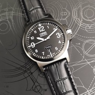 Oris BC3 Advanced Day Date Black bezel on Leather Strap