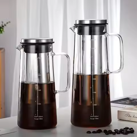 Glass Cold Brew Coffee Maker Pot With Removable Stainless Steel Filter For Iced Coffee Cold Brew Tea