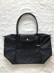 100%Authentic Longchamp Le Pliage Club Shoulder Bags Large Long Handle 70Th Anniversary Embroidery Folding Nylon Tote Bag Gift bag Shopping Bag L1899619001-Black