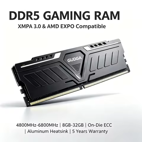 GUDGA DDR5 RAM 8GB/16GB/32GB 4800-6800MHz 1.1-1.35V CL40 with Aluminum Heatsink for Desktop PC