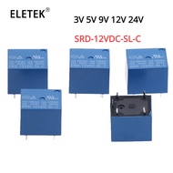 5Pcs  Mini Module SRD-12VDC-SL-C DC 3V 5V 9V 12V 24V SPDT 5 Pin 4Pin Plastic Coil Power Relay Blue