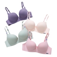 【38/85AB---32/70AB 】 Seamless ice one piece traceless steel ring free bra girl's thick cup small che