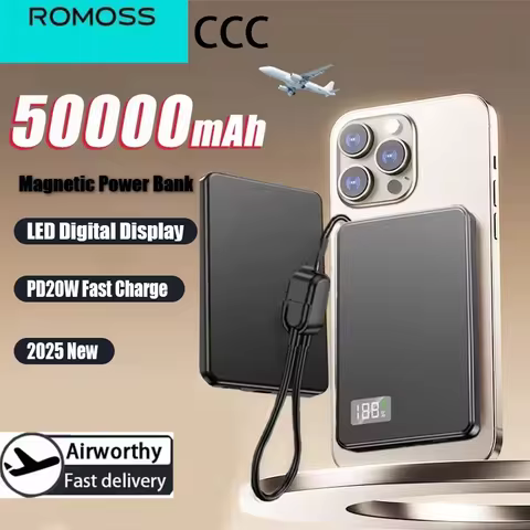 ROMOSS 500000mAh Portable Magnetic Wireless PowerBank CCC Certification PD22.5W Fast Charging Extern