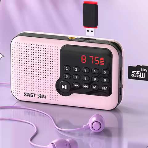 Mini FM Radio Portable LCD Display Radio Speaker USB TF Card MP3 Music Player Support Time Display P