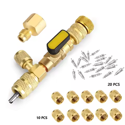 Valve Core Remover Installer Tool Kit with Dual Size 1/4 & 5/16 Port for with R22 R12 R407 R410 R404