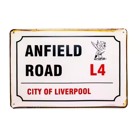 Vintage Retro Anfield Road City Of Liverpool Big Metal Tin Sign Home Bar 20x30cm Poster Metal Painti