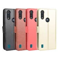 Suitable for Moto E6i 2021 Phone Case Motorola E6s 2020 Phone Leather Case Card Crazy Horse Pattern 