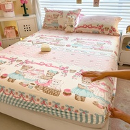 Ins Lolita Bear Printed 100%cotton 1000TC Bedsheet Single Queen / King Size Fitted Bedsheet Cadar Pi