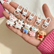 ezlink charm plush keychain Cute Cartoon Line Puppy Keychain Student Schoolbag Pendant Creative Little Red Book Cartoon Gift Accessories