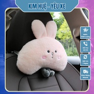 Cute Rabbit Headrest Car Pillows Pink White Stuffed Animal Car Pillows