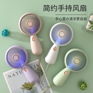 Simple handheld fan with strap LED Portable small fan USB Rechargeable electric fan