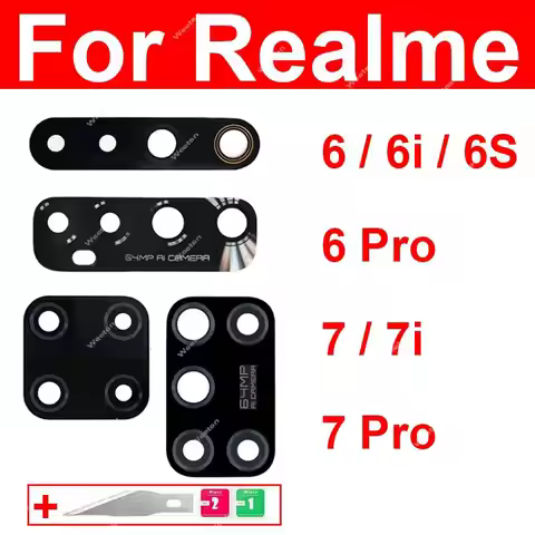 For Realme 6 Pro 7 Pro 6S 6i 7i Back Main Camera Lens Glass Rear Lens Glass with Sticker Replacement