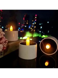 6入組太陽能戶外防水led花園蠟燭燈,閃爍和無火蠟燭,適用於裝飾和露營營造氛圍
