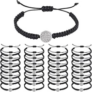 40 Pcs Saints Benedict Medal Bracelet, Cross Woven Rope Bracelet My Saint My Hero Benedictine Blessi