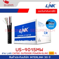 LINK US-9015MW CAT 5E UTP PE OUTDOOR w/Drop Wire & Power wire Black 305 M./Reel in Bx. BY BILLIONAIR