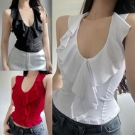 AIAH RAFFLES BACKLESS Classy Vneck Top Backless Top