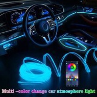 1pc New Noiseless Car Interior Ambient Light, Smartphone APP Control EL Glow Line Hidden LED Light, 